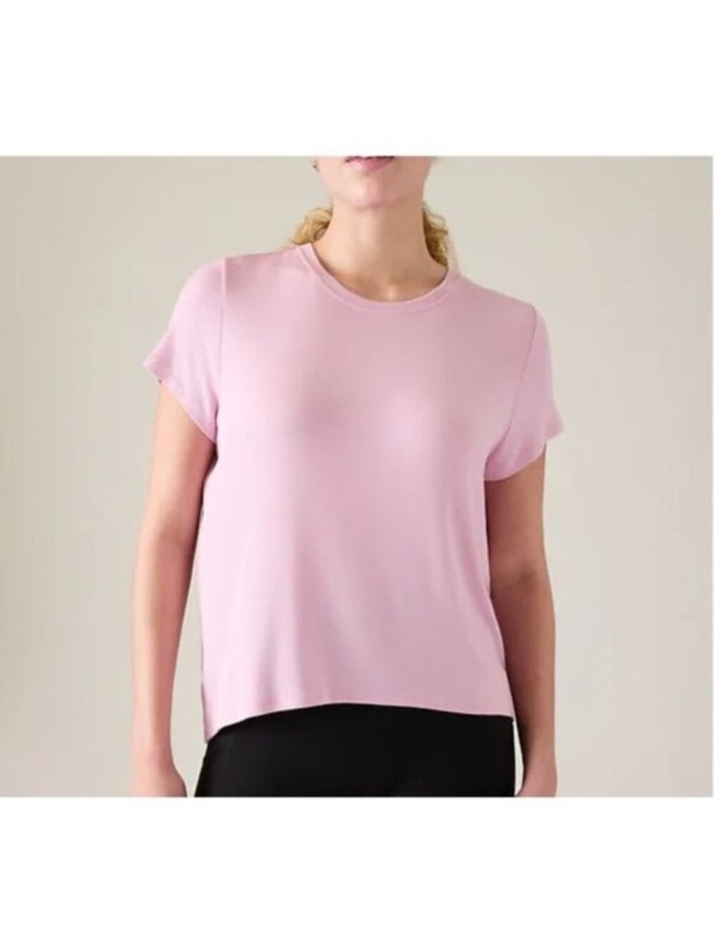New Athleta S With Ease Rib Tee Begonia Pink Small Modal T-Shirt